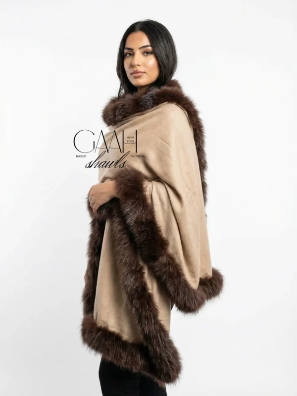 Plain Pashmina Fur Shawl