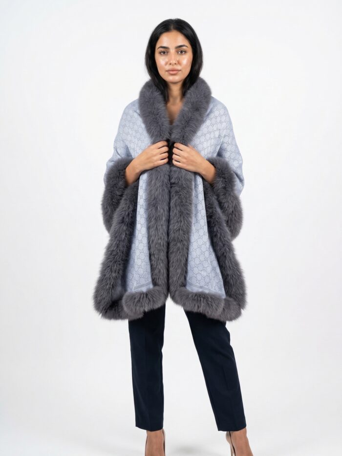 Pashmina Fur Shawl With All-Over Swarovski Design