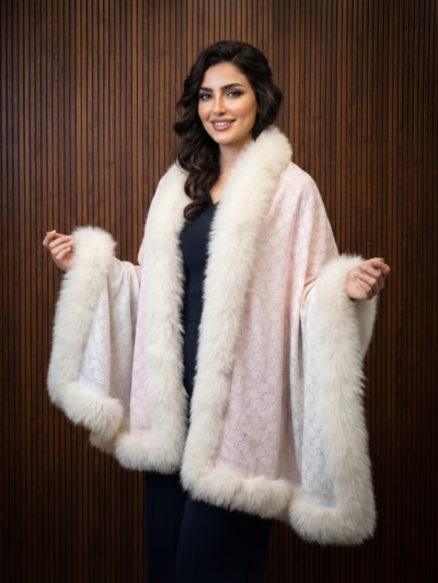 Pashmina Fur Shawl With All-Over Swarovski Design