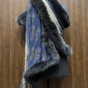 Pashmina Fur Shawl With Allover Floral Crystal Design