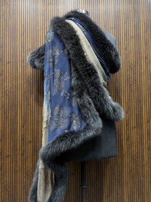 Pashmina Fur Shawl With Allover Floral Crystal Design