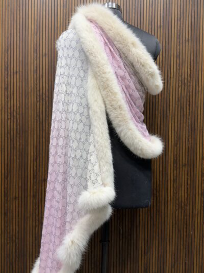 Pashmina Fur Shawl With All-Over Swarovski Design