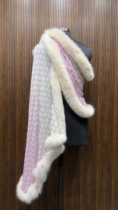 Pashmina Fur Shawl With All-Over Swarovski Design