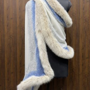 Pashmina Fur Shawl With Scatter Border Swarovski Design