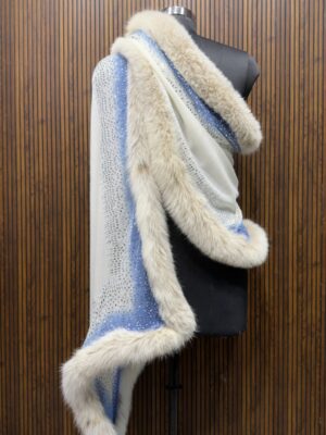 Pashmina Fur Shawl With Scatter Border Swarovski Design