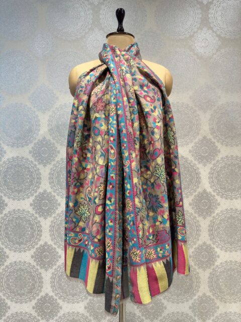 Pashmina Shawl With Multicolor Kani Design