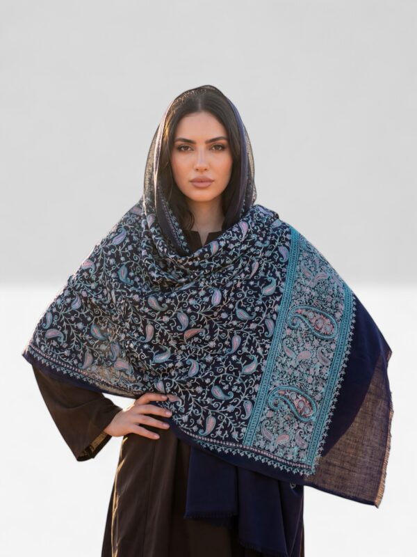 pashmina shawl with intricate aari paisley embroidery
