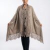 cashmere knitted women's shrug with border french lace (free size)