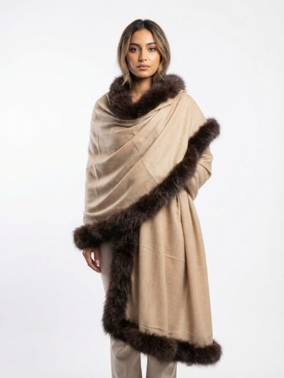 Plain Pashmina Fur Shawl | Black