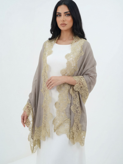 Pashmina Shawl With French Lace