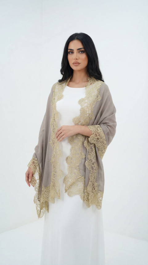 Pashmina Shawl With French Lace