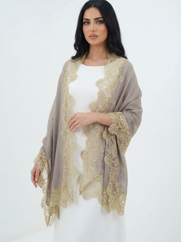 Pashmina Shawl With French Lace