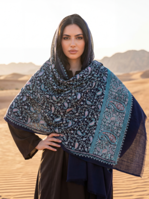 Pashmina Shawl with Intricate Aari Paisley Embroidery
