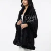 Women’s Pashmina Shawl with Four-Side Fox Fur Trim