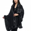 Women’s Pashmina Shawl with Four-Side Fox Fur Trim