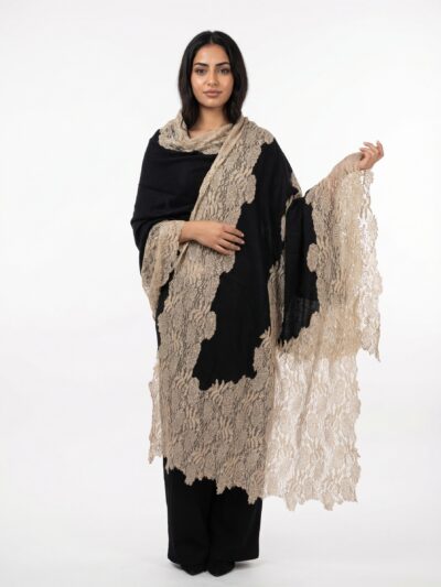 Pashmina Shawl With Floral Lace