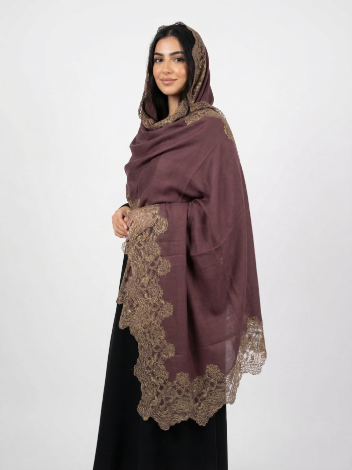 Pashmina Shawl With French Lace