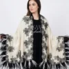 pashmina lace shawl with 4 side feathers