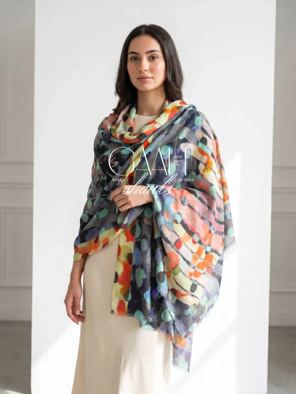 Multicolored Digitally Printed Cashmere Shawl