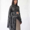Midnight Black Pashmina Shawl with All-Over Floral Swarovski Midnight Black Pashmina Shawl with All-Over Floral Swarovski