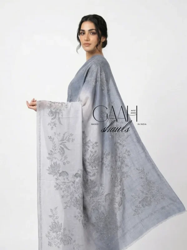 Pashmina Shawl Embedded With Floral Swarovski