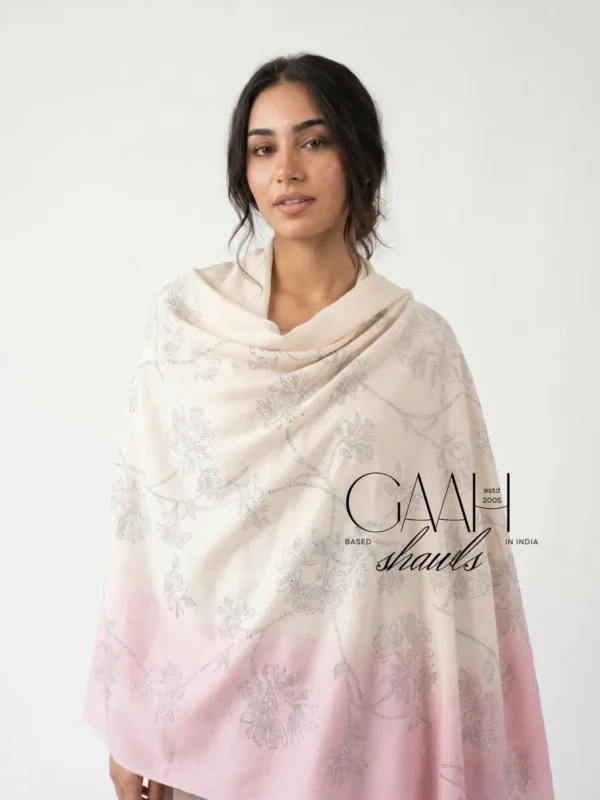 Blush Ivory Pashmina Shawl with All-Over Swarovski
