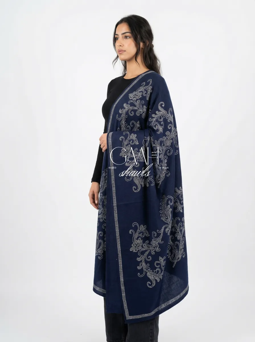 Pashmina Shawl With Paisley Swarovski Embedded Design Pashmina Shawl With Paisley Swarovski Embedded Design