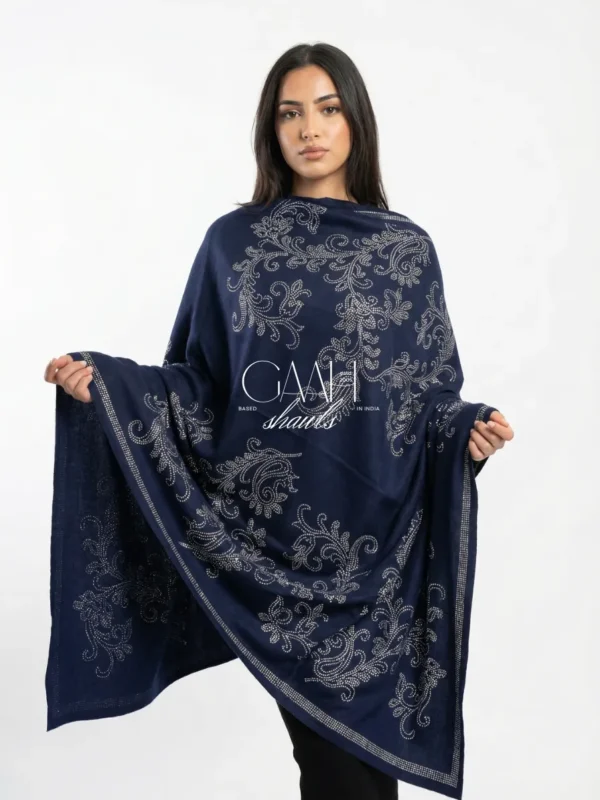 Pashmina Shawl With Paisley Swarovski Embedded Design
