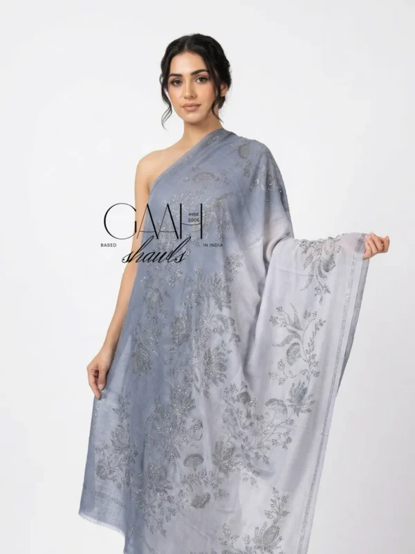 Pashmina Shawl Embedded With Floral Swarovski
