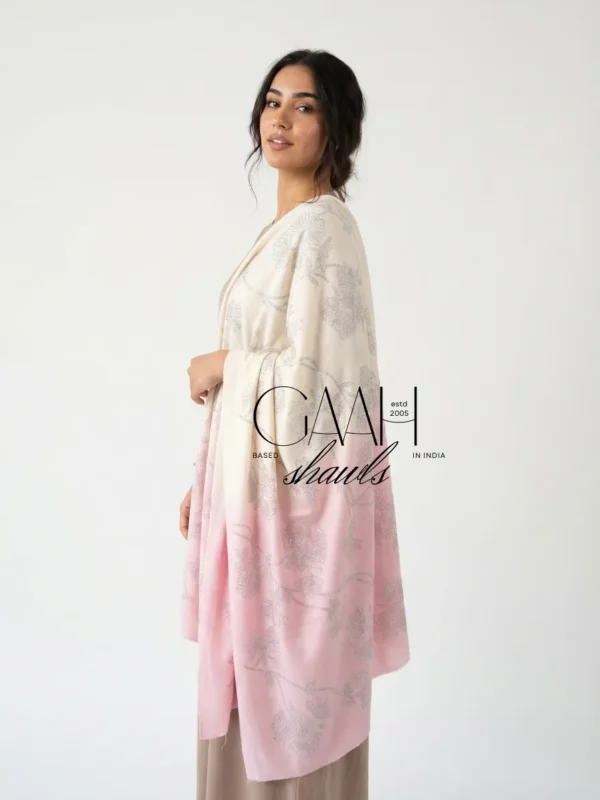 Blush Ivory Pashmina Shawl with All-Over Swarovski