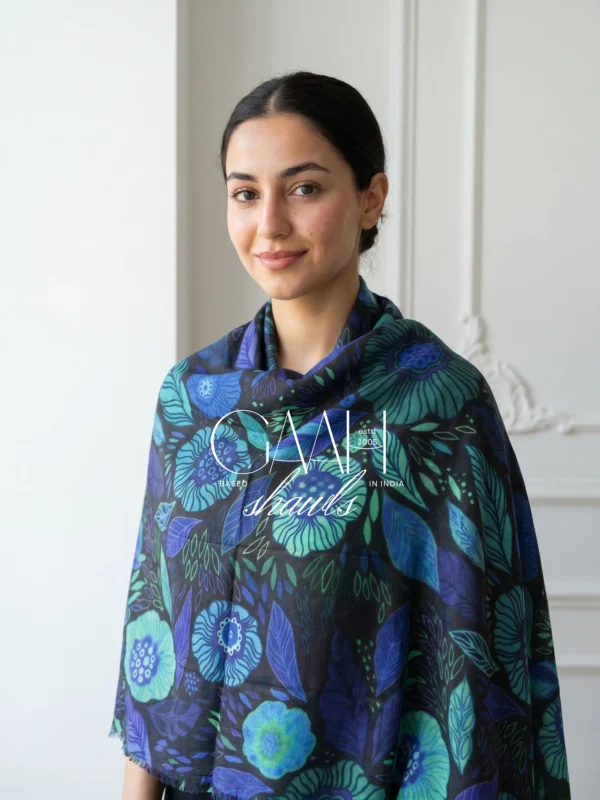 Digital Printed Cashmere Shawl - Multicolored