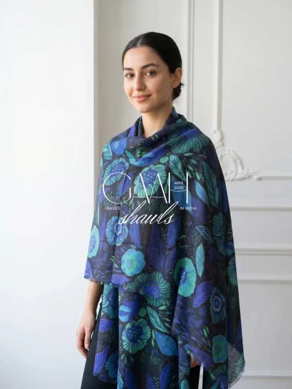 Digital Printed Cashmere Shawl - Multicolored