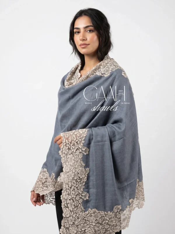 Pashmina Shawl With Intricate Lace Borders