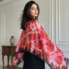 Pashmina Ombre Swarovski Shawl With Lace Border Pashmina Ombre Swarovski Shawl With Lace Border
