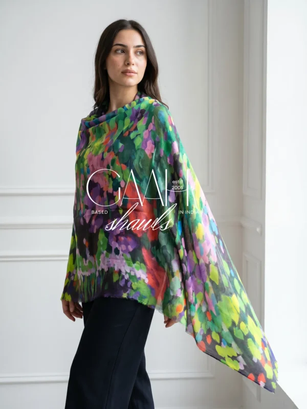 Multicolored Digital Printed Cashmere Shawl