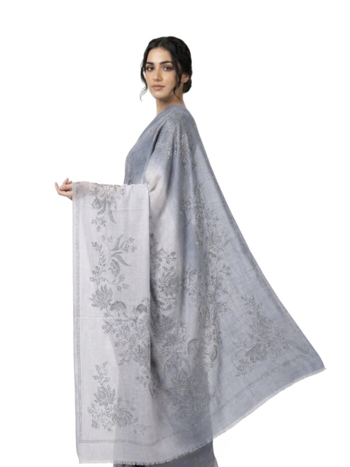 pashmina shawl embedded with floral swarovski