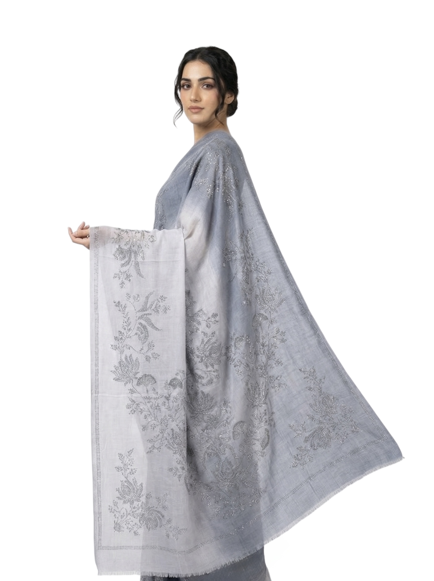 pashmina shawl embedded with floral swarovski