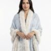 Pashmina Fur Shawl With Allover Lotus Crystal Design