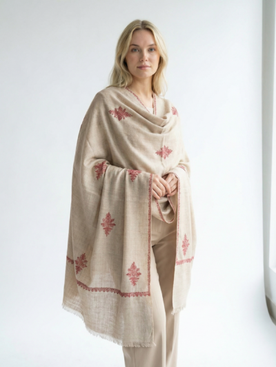 Pure pashmina shawl with sozni embroidery