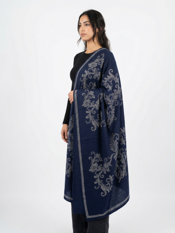 pashmina shawl with paisley crystal embedded design