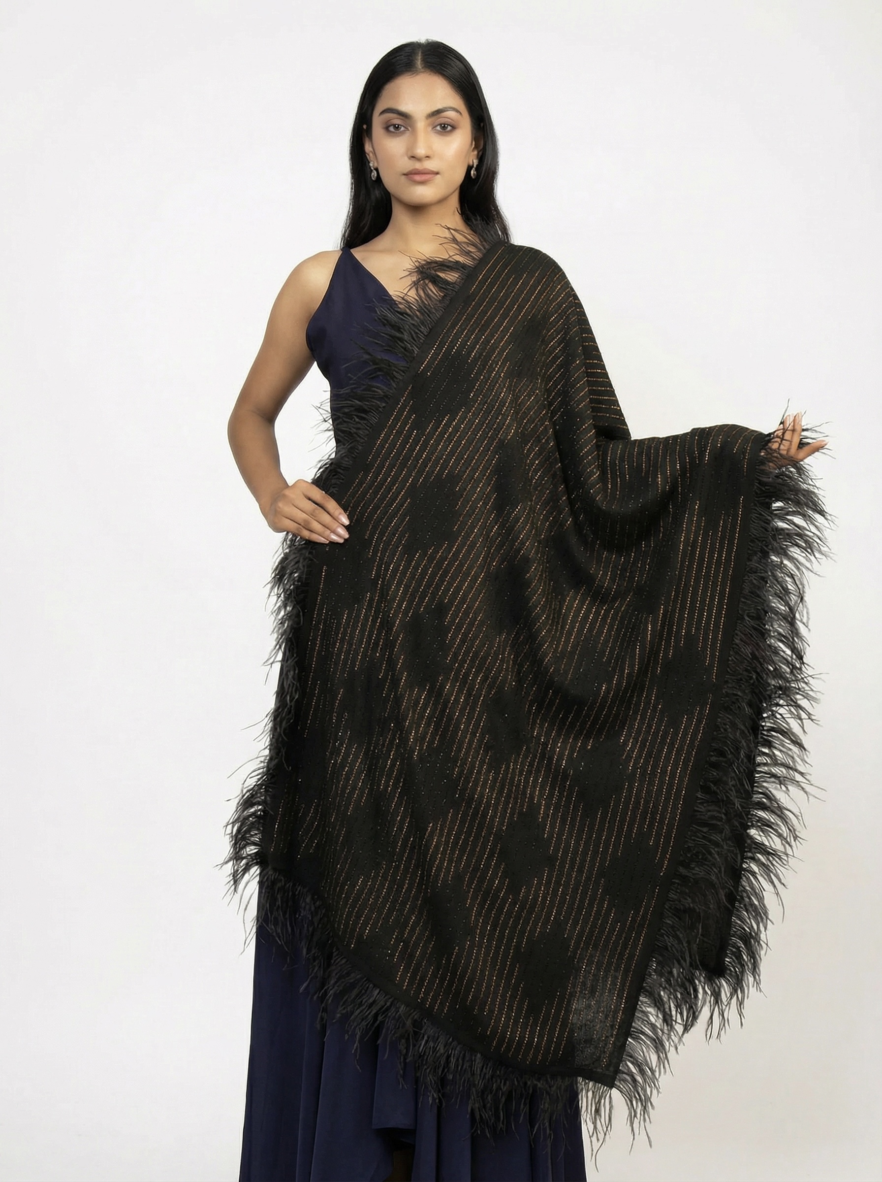 Swarovski Feather Trim Pashmina Shawl Swarovski Feather Trim Pashmina Shawl