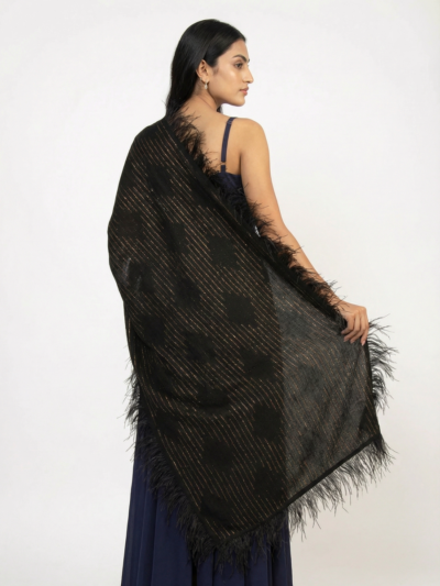 Swarovski Feather Trim Pashmina Shawl