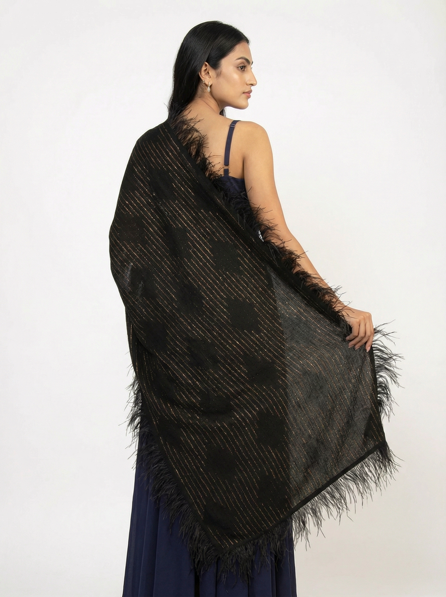 Swarovski Feather Trim Pashmina Shawl Swarovski Feather Trim Pashmina Shawl