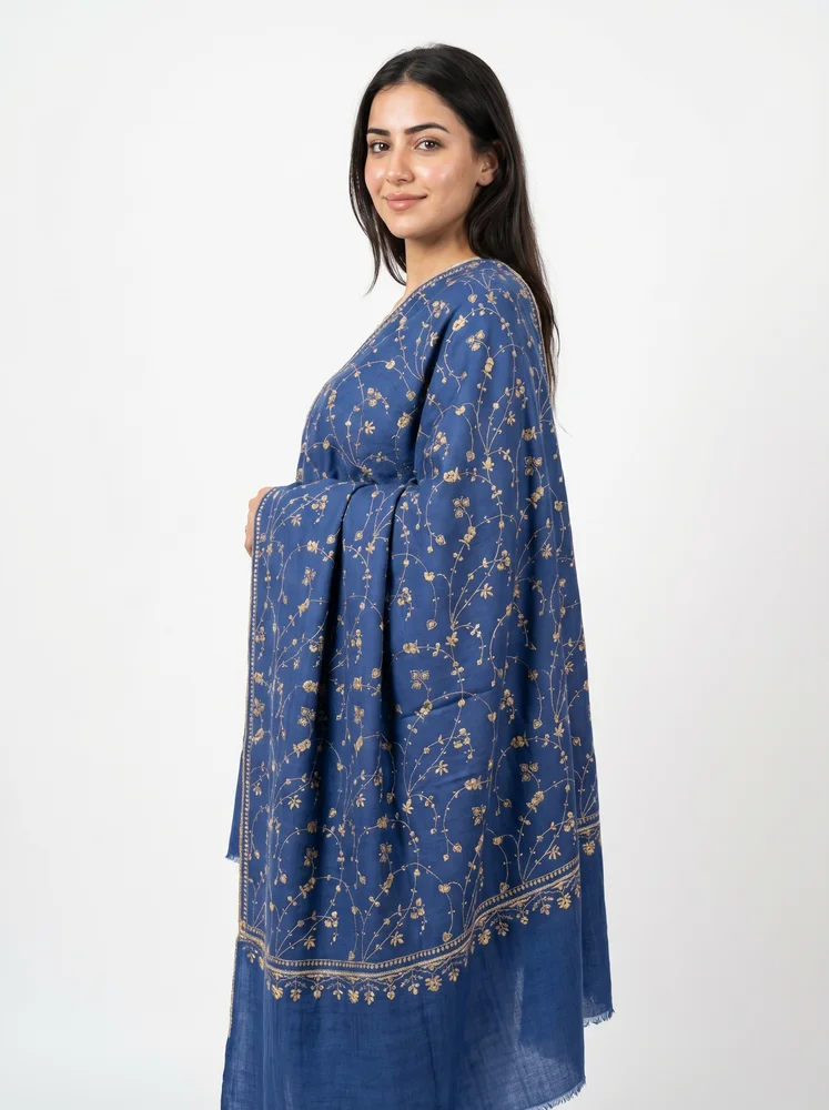 100% Pure Pashmina Shawl With Sozni Embroidery