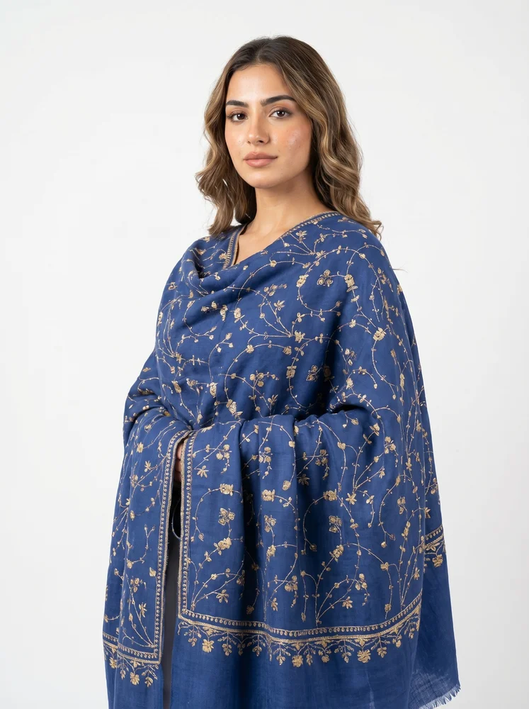100% Pure Pashmina Shawl With Sozni Embroidery