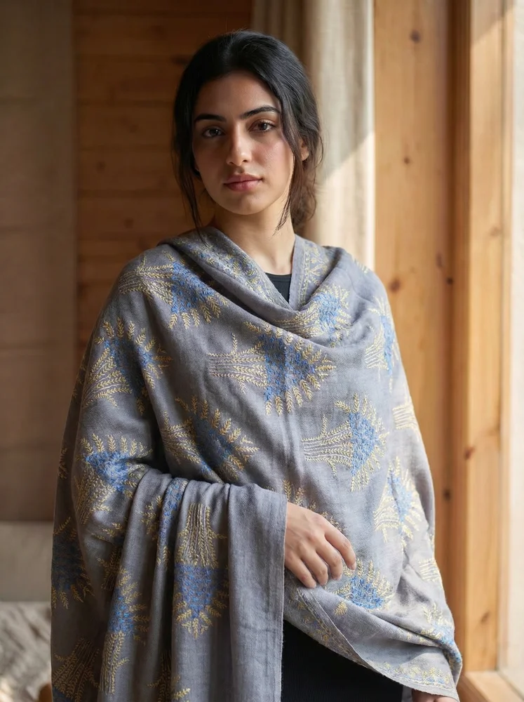 Sage Heritage Sozni Pashmina Shawl