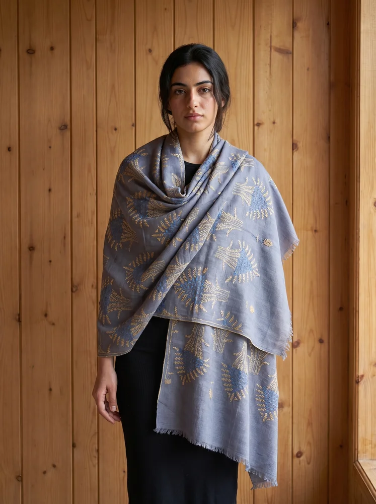 Sage Heritage Sozni Pashmina Shawl