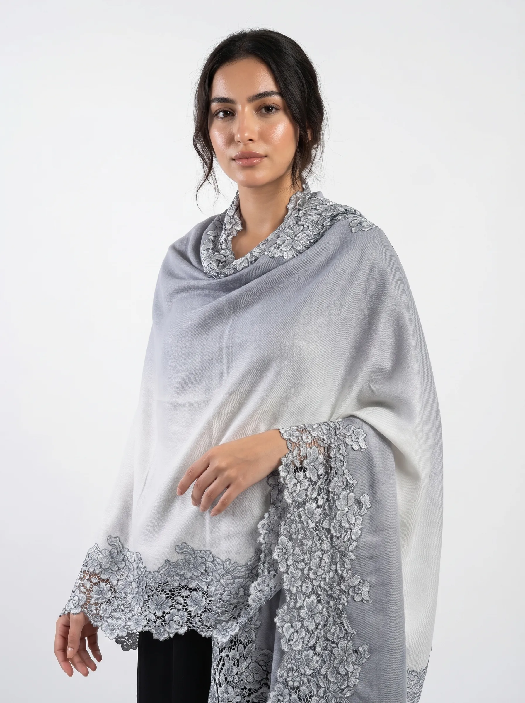 Pashmina Shawl With Four Side Lace