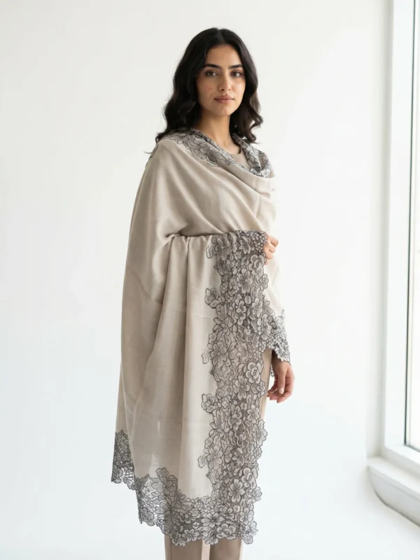 Pashmina Lace Shawl With Four Side Lace