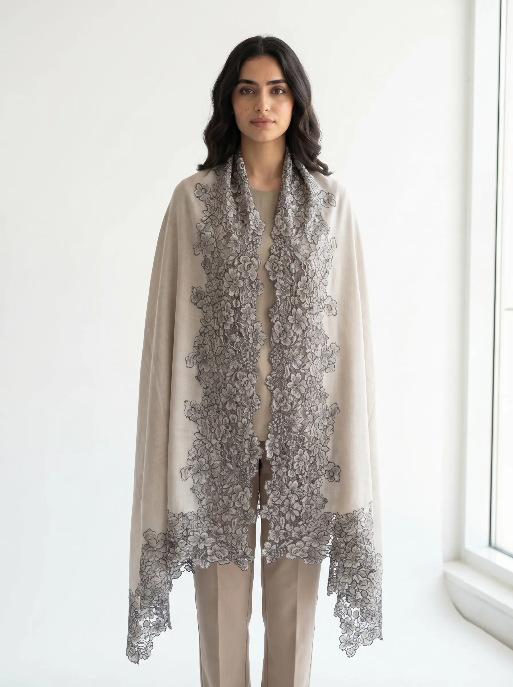 Pashmina Lace Shawl With Four Side Lace Pashmina Lace Shawl With Four Side Lace